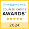 WeddingWire Couples' Choice Awards 2024 badge with five gold stars.